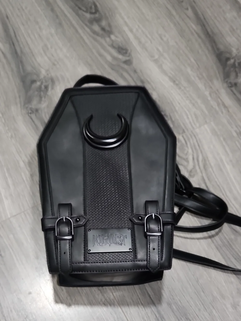 Killstar Black Coffin-Shaped Backpack with Crescent Accent